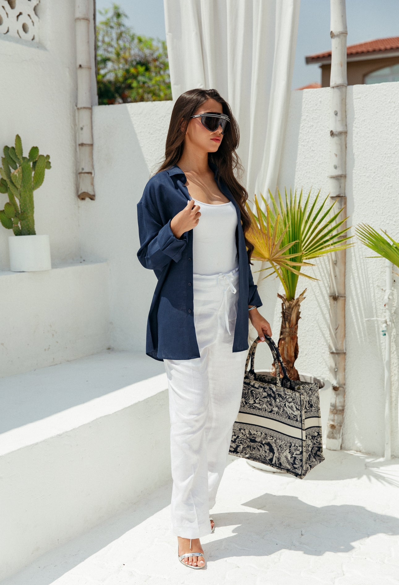 Navy Blue Linen Shirt