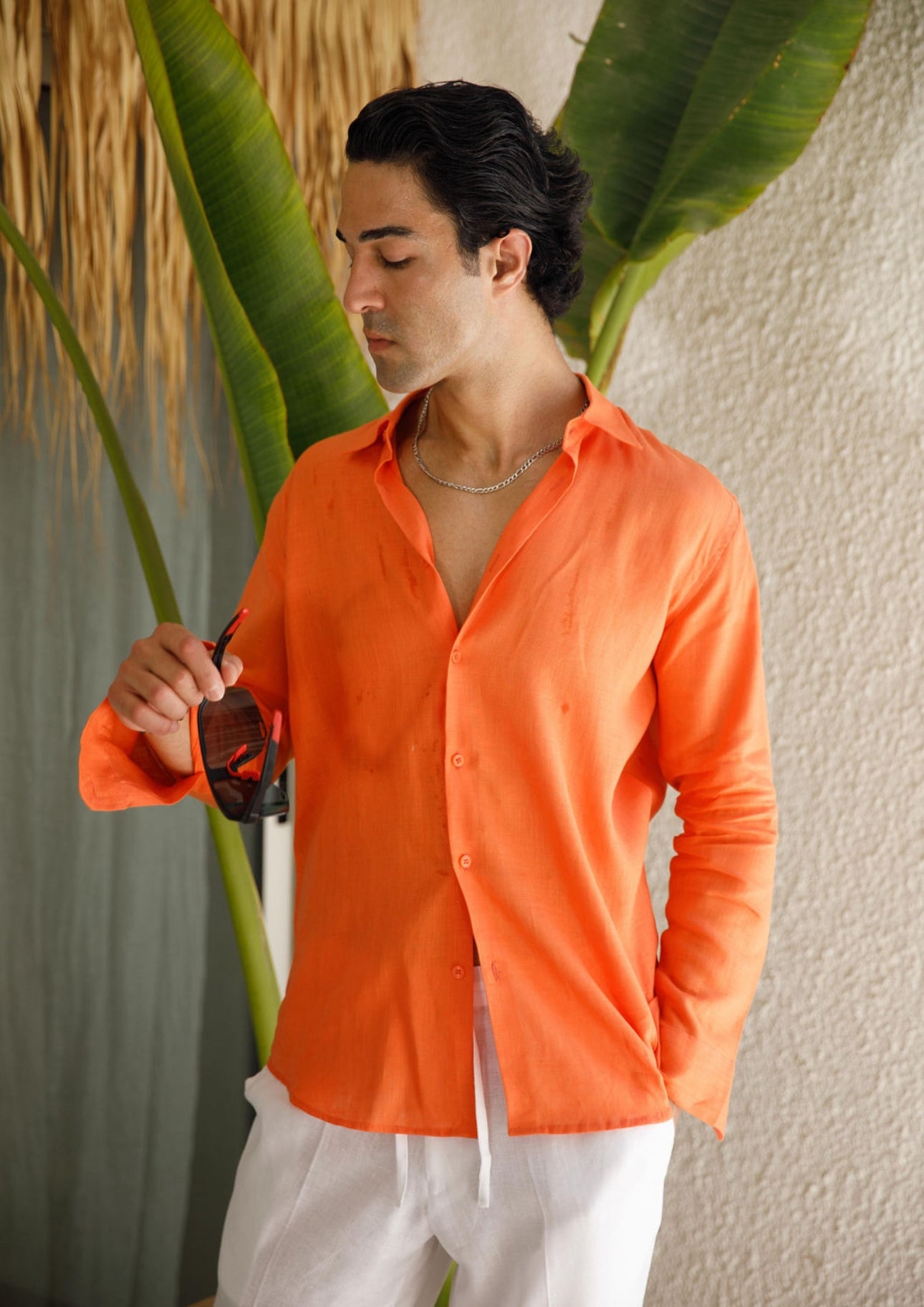 Orange Linen Shirt