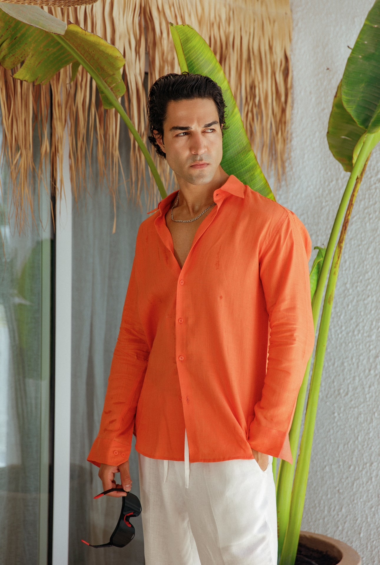 Orange Linen Shirt