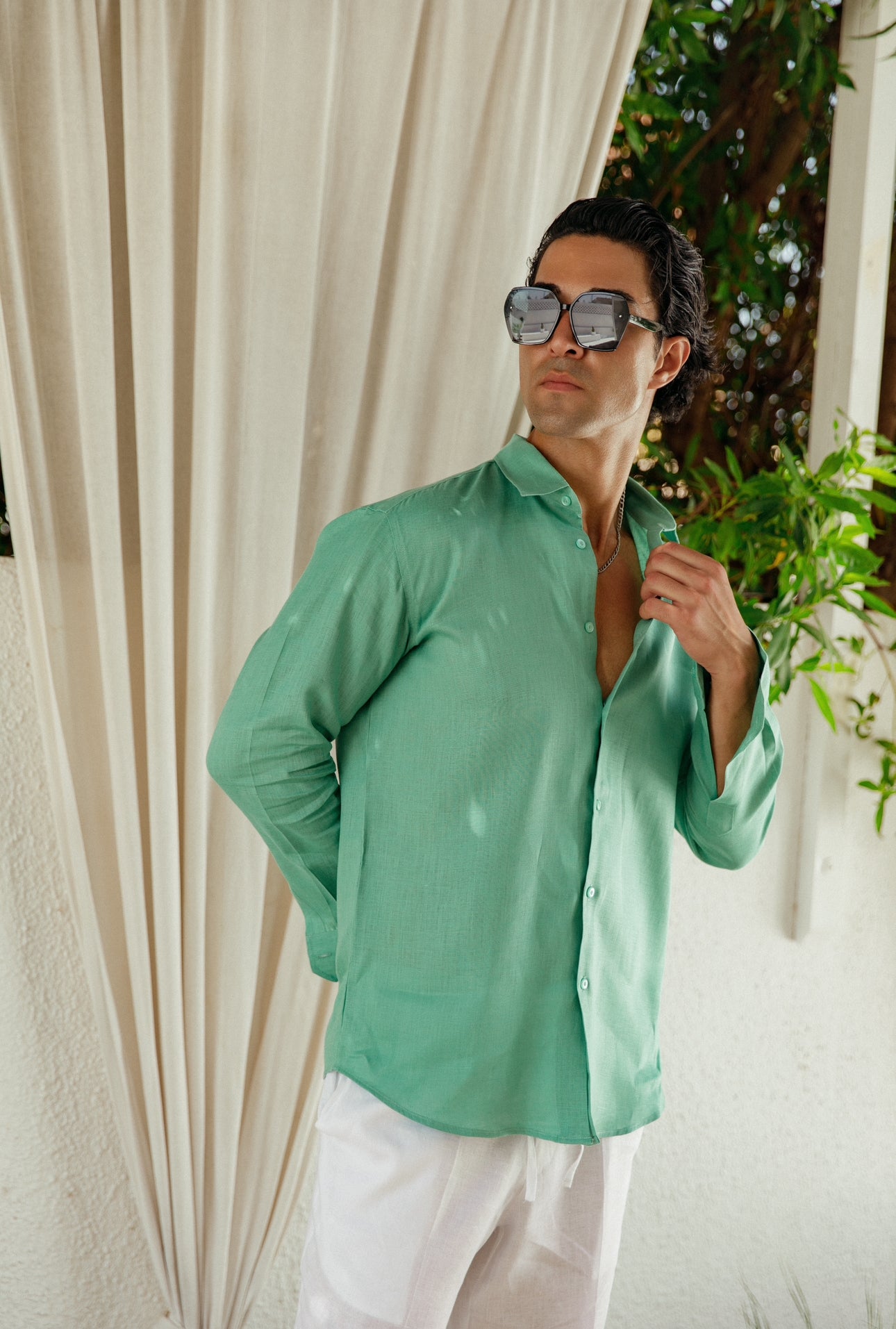 Green Linen Shirt